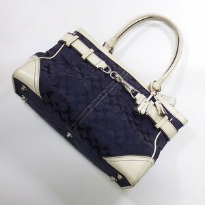 COACH 3661 シグネチャー キャンバス×レザー トートバッグ ネイビー コーチ