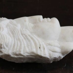 西洋アンティーク 白砡のような材質の石彫の顔 オブジェ 古代ローマ彫刻 ｎ522の画像6