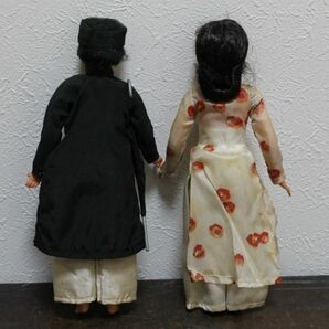 古い中国の民族衣装のソフビ人形 夫婦2体 珍品です n912の画像4