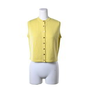 HERMES Italy made cashmere silk . knitted the best se rear button 8 piece attaching M yellow Hermes KL4BPCAL30