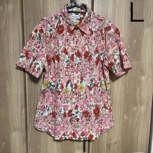 672 paul smith ポールスミス ロンドン半袖花柄切り替えシャツ　L