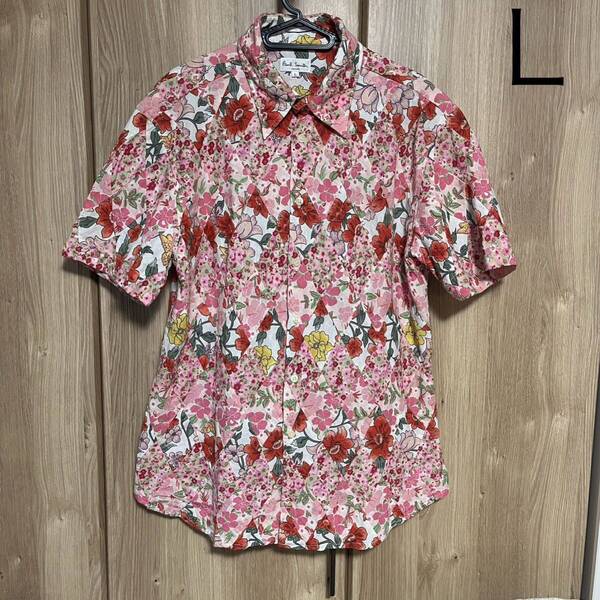 672 paul smith ポールスミス ロンドン半袖花柄切り替えシャツ L