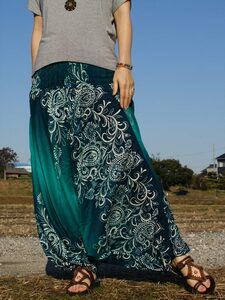 * ethnic Aladdin sarouel pants peiz Lee neon color including carriage * new goods unused C* Momo nga yoga rayon material Harley m pants 