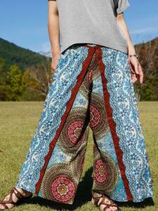 * ethnic LAP pants man dala print light color * including carriage new goods B* Asian to coil pants wide pants room wear yoga 