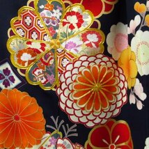 ★着物10★ 1円 逸品!! 絹 振袖 金駒刺繍 金彩 袷 身丈167cm 裄68.5cm [同梱可] ☆☆☆☆☆_画像7