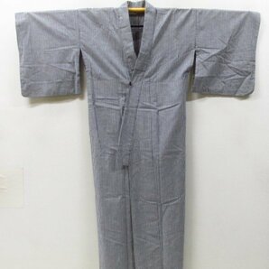 ★着物10★ 1円 木綿 着物 【Kimono Factory のの】ストライプ 縞 浴衣にも♪ 単衣 身丈165cm 裄70cm [同梱可] ☆☆☆☆の画像9