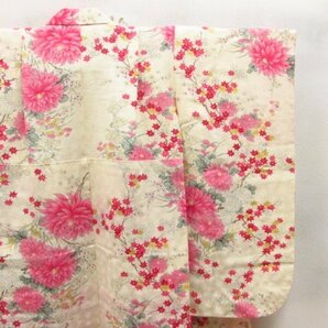 ★着物10★ 1円 絹 子供着物 ジュニア用 女の子用 襦袢セット 袷 身丈116cm 裄50cm [同梱可] ☆☆の画像4