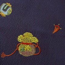 ★着物10★ 1円 絹 付下げ 縮緬 総刺繍 袷 身丈164cm 裄63cm [同梱可] ☆☆☆_画像4