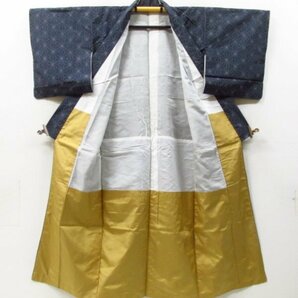 ★着物10★ 1円 絹 着物 よこそ大島紬 麻の葉 袷 身丈152cm 裄62cm [同梱可] ☆☆の画像8