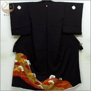 * kimono 10* 1 jpy silk tomesode simplified goods . crepe-de-chine ... stone keep ground pulling out length 174cm [ including in a package possible ] *