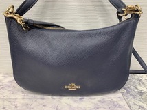 ☆1000円スタート☆ COACH コーチ 56819 チェルシー レザー 2WAY クロスボディ ハンドバッグ ショルダー レディース ネイビー系 ◆24335_画像2