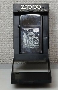 ZIPPO GUAM LATTE STONE ケース付き シルバーカラー ジッポー オイルライター ライター ジッポ 喫煙具