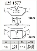 E91 US20 ブレーキパッド リア左右セット ディクセル Pタイプ 1251577 DIXCEL リアのみ 3 Series ブレーキパット_画像3