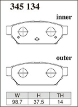 ミラージュ CJ4A ブレーキパッド リア左右セット ディクセル RDタイプ 345134 取付セット DIXCEL リアのみ MIRAGE ブレーキパット_画像2