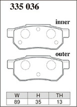 フィットRS GE8 ブレーキパッド リア左右セット ディクセル R01タイプ 335036 DIXCEL リアのみ FIT ブレーキパット_画像2