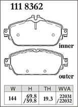 W205(ワゴン) 205 ブレーキパッド フロント左右セット ディクセル Xタイプ 1118362 DIXCEL フロントのみ C-Class WAGON ブレーキパット_画像3