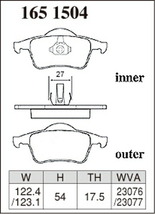 V70(II) SB5234W ブレーキパッド リア左右セット ディクセル Zタイプ 1651504 DIXCEL リアのみ ブレーキパット_画像3