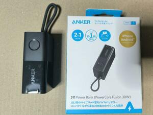 Anker 511 Power Bank (Power Core Fusion 30W) ブラック A1634N11 USB-C PD急速充電 ACアダプタ一体型モバイルバッテリー