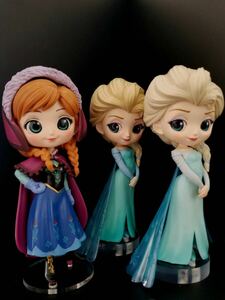 Qposket Disney Characters Anna【アナ】 & Elsa 【エルサ】 3種（通常カラー & レアカラー（パステルカラー）） 用台座