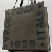 1円【美品 極希少】FENDI フェンディ 1925 ROMA ITARY トートバッグ ハンドバッグ デカロゴ PVC レザー A4 カーキ ブラック メンズビジネス_画像1