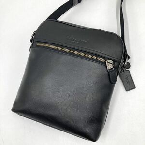 1円【未使用級 極美品】コーチ COACH ショルダーバッグ ボディバッグ メッセンジャー 斜め掛け レザー 本革 メンズ ビジネス ブラック 黒