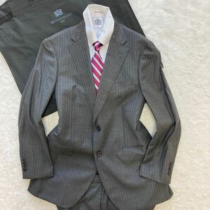 未使用◎【伊】ロロピアーナ×ミツミネ『圧倒的高級感』Loro Piana スーツ チャコールグレー super130's ストライプ AB5位 ジャケット 通年の画像3