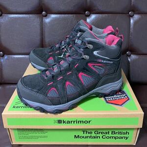  новый товар!Karrimor Karrimor Mount Mid Ladies8 натуральная кожа водонепроницаемый походная обувь 25cm черный / розовый WEATHERTITE водонепроницаемый DYNAGRIP подошва 