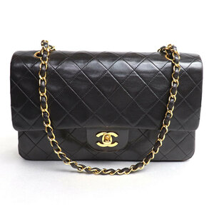 CHANEL シャネル マトラッセ Wフラップ チェーンショルダー ショルダーバッグ ブラック A01113 レディース 中古