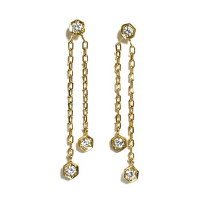 PIAGET Piaget K18YG yellow gold Magic garden diamond earrings diamond 2.5g lady's used beautiful goods 