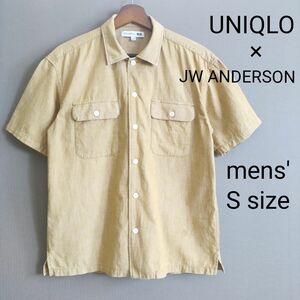 ユニクロ × JW ANDERSON 綿100% シャンブレーオーバーサイズワークシャツ 半袖 ブラウン メンズ Sサイズ