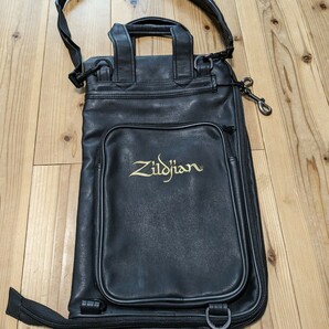 ZILDJIAN Zildjian ジルジャン セッション ドラム スティック バッグ ブラック 皮革製 ストラップ付 当時物 超美品 H49cm W29cm 大容量の画像2