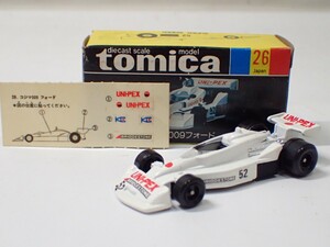 m2313 / 未使用 保管品 トミカ 日本製 No.26 小島 009 フォード 黒箱 トミー TOMY TOMICA KOJIMA FORD 当時物 現状品