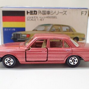 m2348 / 未使用 保管品 トミカ 日本製 F7 メルセデス ベンツ 450SEL 西ドイツ車 青箱 外国車シリーズ トミー TOMY TOMICA 当時物 現状品の画像2