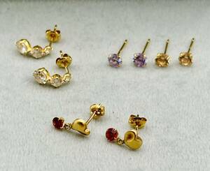 k18 yellow gold color stone earrings 4 set 18 gold accessory 