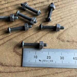 * prompt decision * iron 30ps.@*W 1/8×20mm* minus circle head * bolt screw . nut * old tool * rare *DIY* cloth *3mm*1 minute * antique *