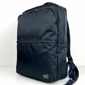 １円～【美品】PORTER TIME ポーター タイム デイパック リュック 12L スクエア 自立 ナイロン ネイビー メンズ ビジネス A4/PC収納可 通勤の画像1