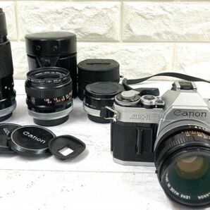 Canon キヤノン AE-1 フィルム一眼レフカメラ+FD 50mm 1:1.8S.C.+28mm 1:2.8S.C.+200mm 1:4S.S.C.+テレプラス シャッターOK fah 4A962の画像1