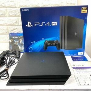 SONY PlayStation 4 CUH-7100B PS 4Pro プレステ4 本体 箱 セット 1TB ブラック 通電確認済 おまけ『DETROIT』fah 5A011の画像1