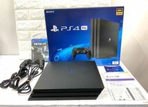 SONY PlayStation 4 CUH-7100B PS 4Pro プレステ4 本体 箱 セット 1TB ブラック 通電確認済 おまけ『DETROIT』fah 5A011_画像1