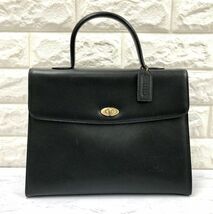 COACH コーチ オールドコーチ 4414 ショルダーバッグ ターンロック ヴィンテージ イタリア製 レザー ブラック レディース 鞄 fah 3S255/10_画像2