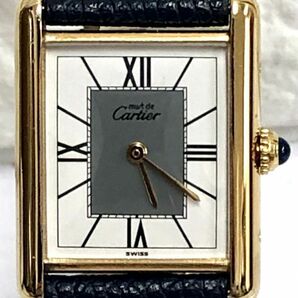 Cartier カルティエ VERMEIL ヴェルメイユ Tank Cuortz タンク クォーツ ARGENT 925 稼働品 レディース腕時計 保存袋付 fah 3S256/1000の画像3