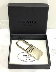 PRADA プラダ M674 キーホルダー キーリング チャーム シルバーカラー 箱付 fah 4S054/10