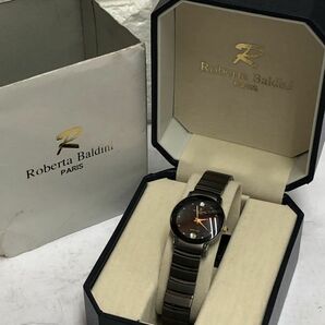 Roberta Baldini PARIS ロベルタ バルディニ REAL DIAMOND ダイヤモンド 腕時計 5BAR 3針 日付 アナログ 電池交換済 ケース付 fah 3J009Sの画像1