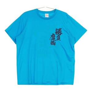 メンズL OBLO DESIGN カットソー シャツ Tシャツ 水色 ターコイズ 半袖 プリント 裏地 スポーツ 体育祭 部活 オブロデザイン 【25234】