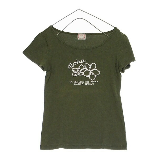 キッズ M 130cm相当 LAULEA HAWAII Tシャツ グリーン プリント ハイビスカス シンプル ハワイ ラウレアハワイ 【20109】