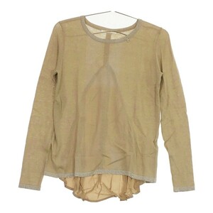 [06129]GAS gas tops XXS cut and sewn long sleeve beige lame plain stylish simple casual 