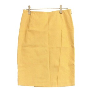【03496】 Hicole Hiller ヒコルヒラー スカート 黄色 ベージュ 2 薄茶色 タイト シンプル 無地 綿 ファスナー
