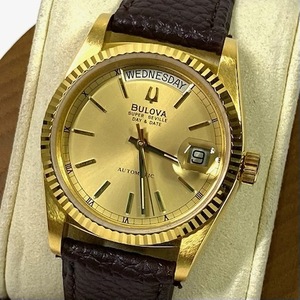 1円～ 美品 精度優秀 BULOVA ブローバ スーパーセビル 4414101 ゴールド 自動巻き AT メンズ 腕時計