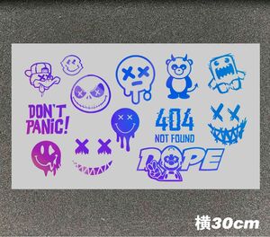 絵文字Dope ステッカーJDMカッティングステッカー30cmホワイトホログラム