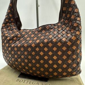 希少 美品 BOTTEGA VENETA ボッテガヴェネタ ホーボー ショルダーバッグ ワンショルダー イントレチャート レザー 本革 マルチカラー 黒 鞄の画像1